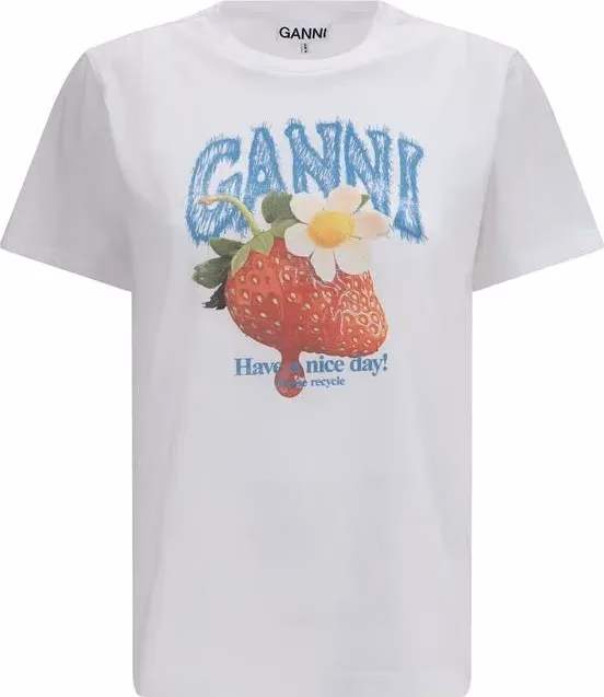 Ganni White Cotton T-Shirt