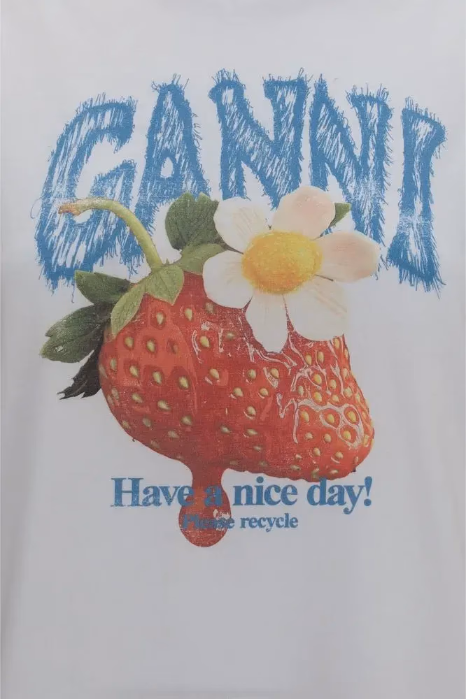 Ganni White Cotton T-Shirt