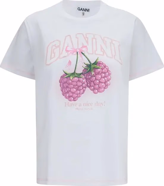 Ganni White Cotton T-Shirt