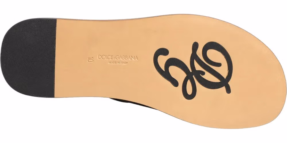 Dolce & Gabbana Brown Leather Slides Sandals Flats Men Shoes