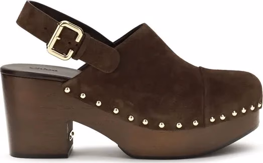Chloé Brown Calf Leather Bos Taurus Clogs