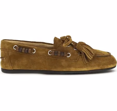 Beige Calf Leather Bos Taurus Slip-On Loafers