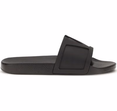 Black Rubber Flat Sandals