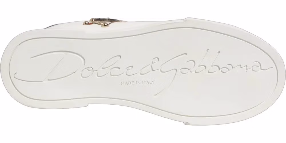 Dolce & Gabbana White Patch Calfskin Nappa Portofino Sneakers Shoes