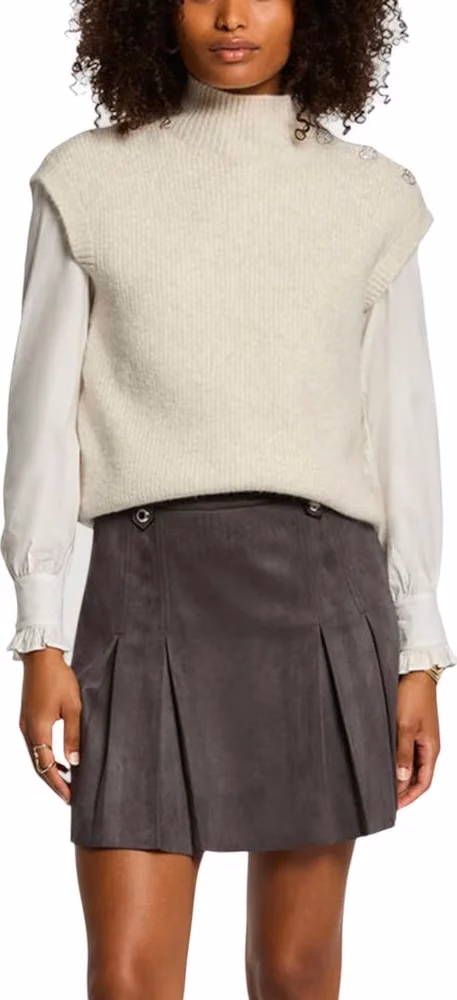 Morgan De Toi Beige Polyester Sleeveles Sweater