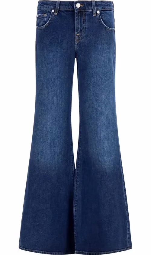 7FOR Blue Cotton Flared Jeans