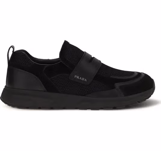 Prada Black Calf Leather Bos Taurus Athletic Sneakers