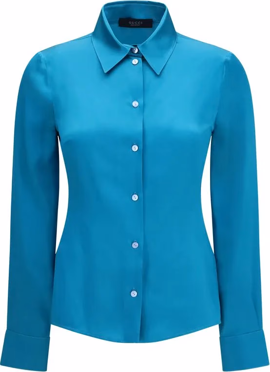 Gucci Blue Silk Dress Shirt