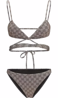 Beige Polyester Bikini