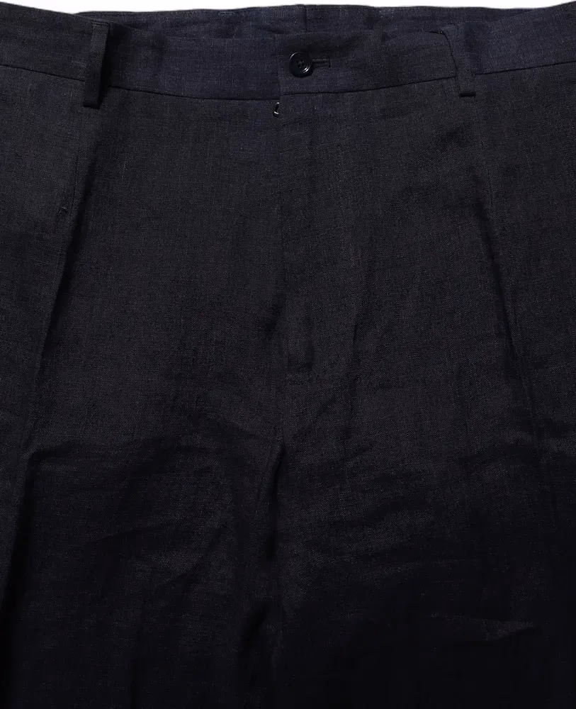 Dolce & Gabbana Black Linen Straight Leg Dress Trouser Pants