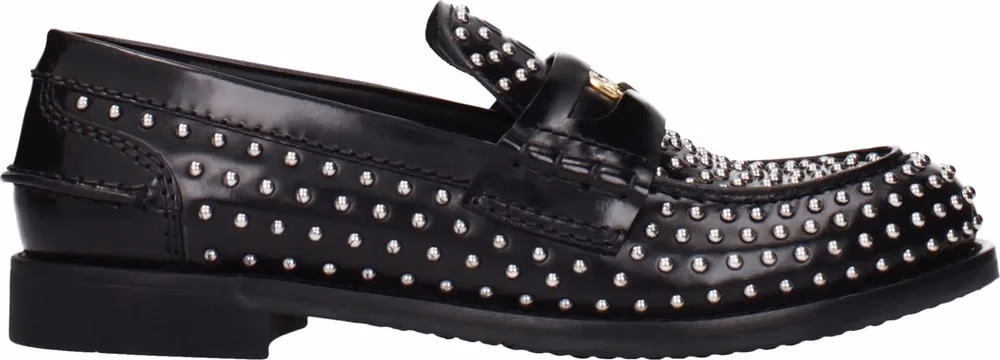 Miu Miu Black Leather Slip-On Loafers