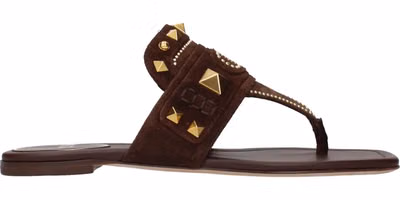 Brown Leather Flip-Flop Sandals