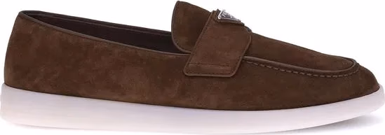 Prada Brown Calf Leather Bos Taurus Slip-On Loafers