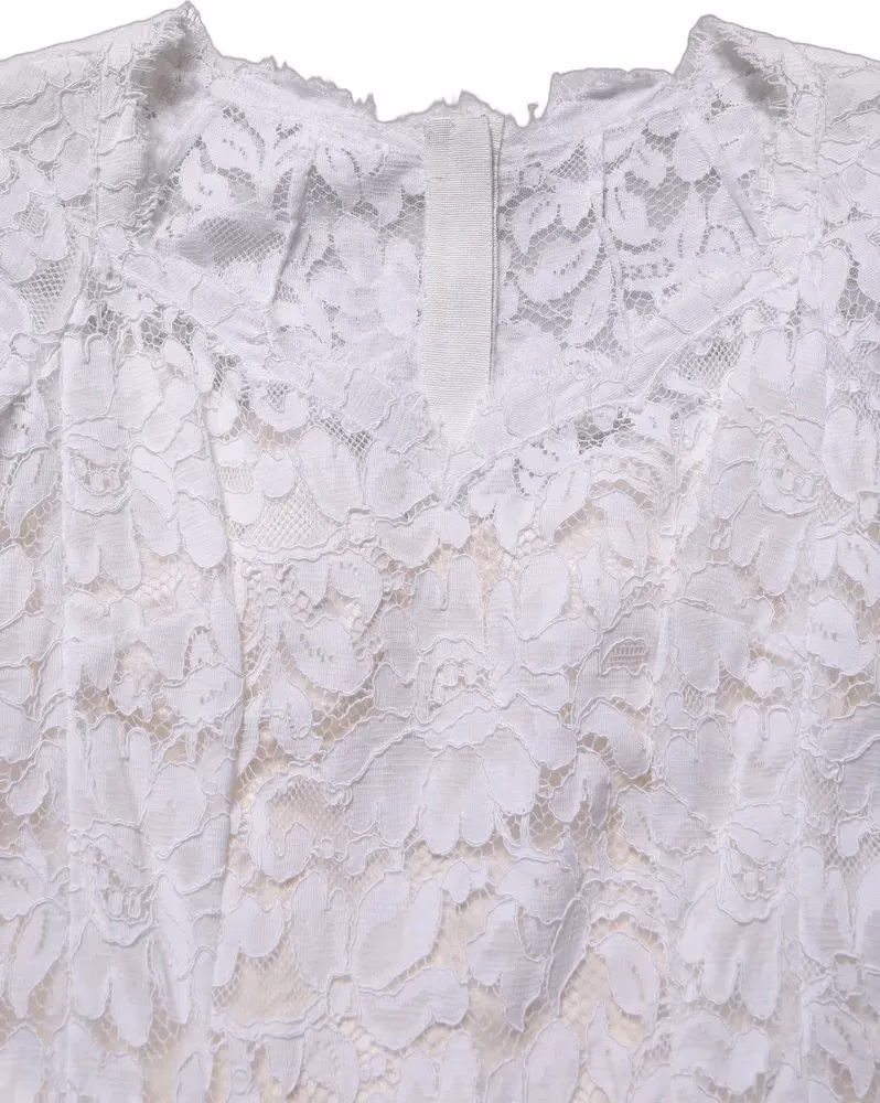 Dolce & Gabbana White Floral Lace Mermaid Long Gown Dress