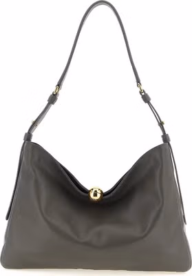 Gray Calfskin Shoulder Bag