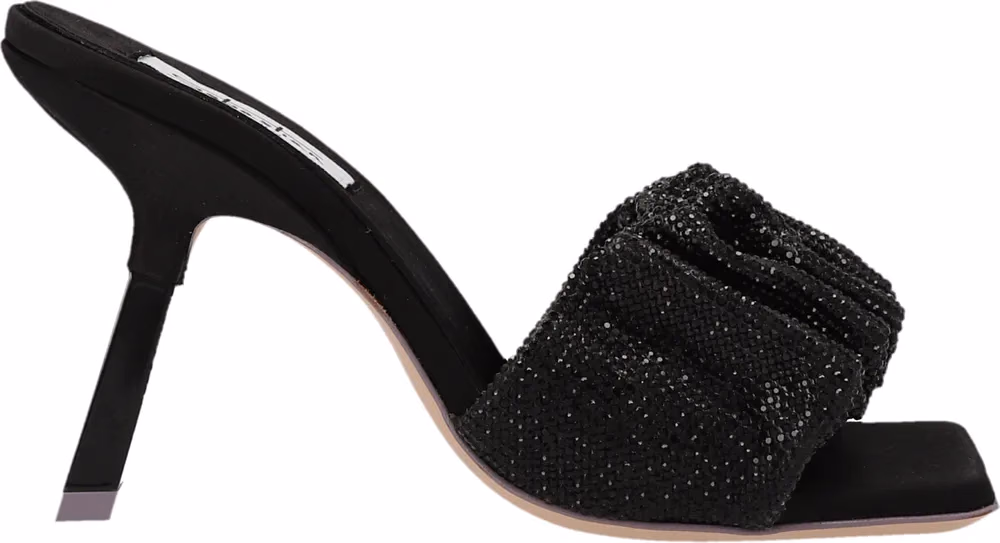 SEBASTIAN Black Goatskin Stiletto Heel Sandals