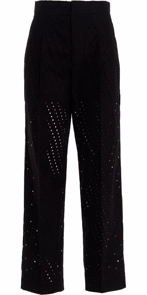 NUDE Black Cotton Casual Pants