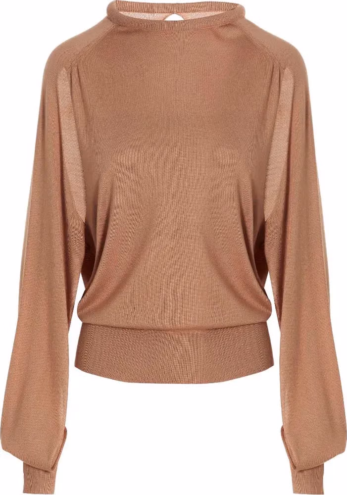 RAMAEL Beige Silk Cardigan