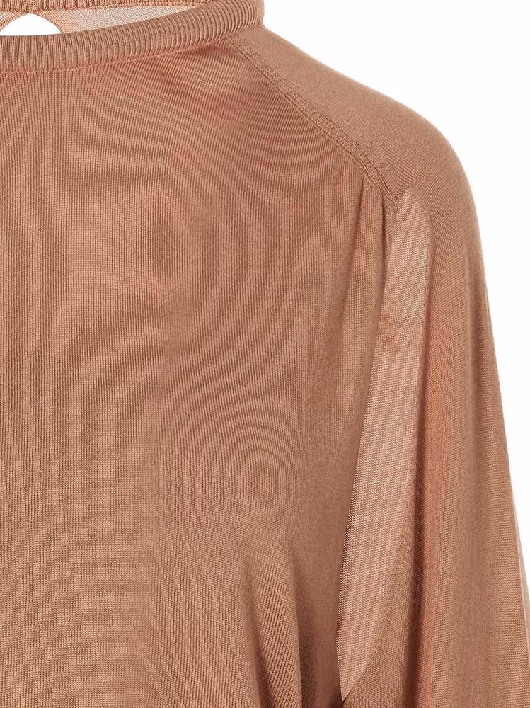 RAMAEL Beige Silk Cardigan