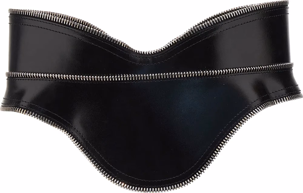 Alexander McQueen Black Leather Regular Belt