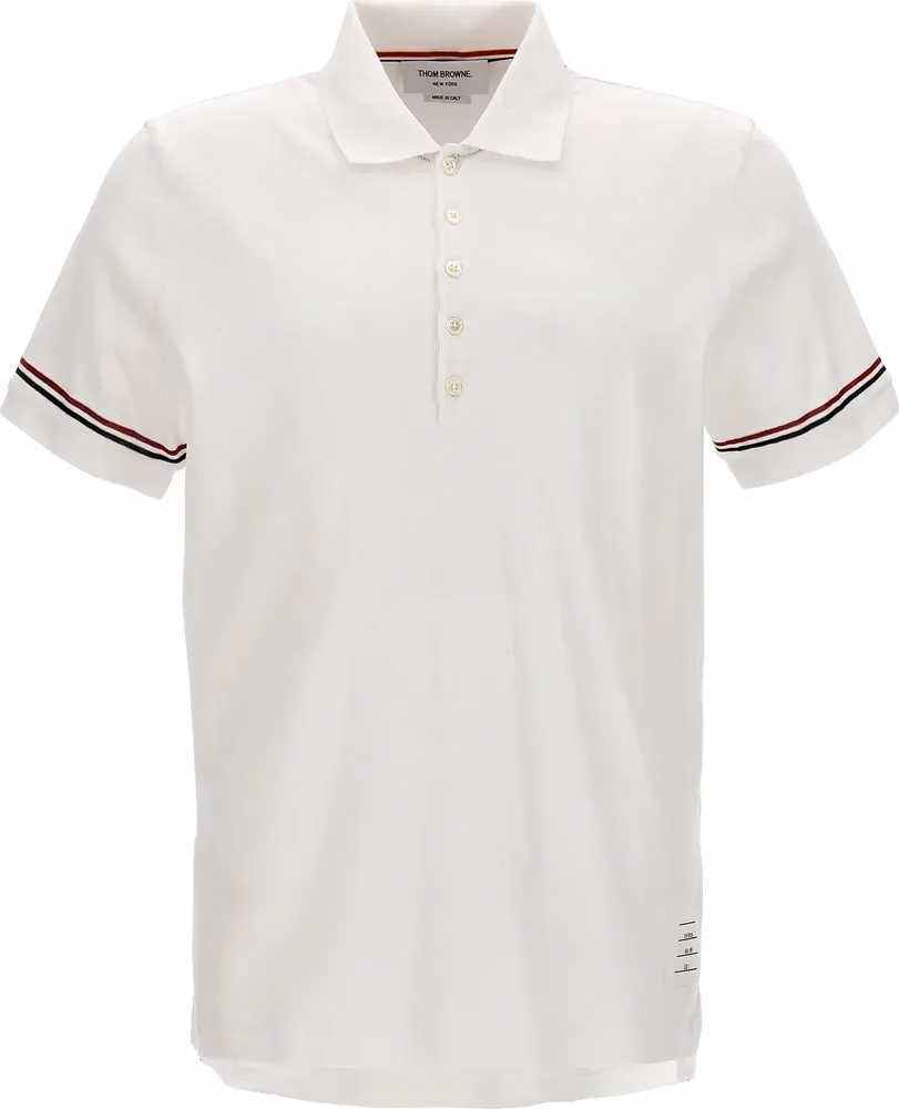 Thom Browne White Cotton Polo Shirt