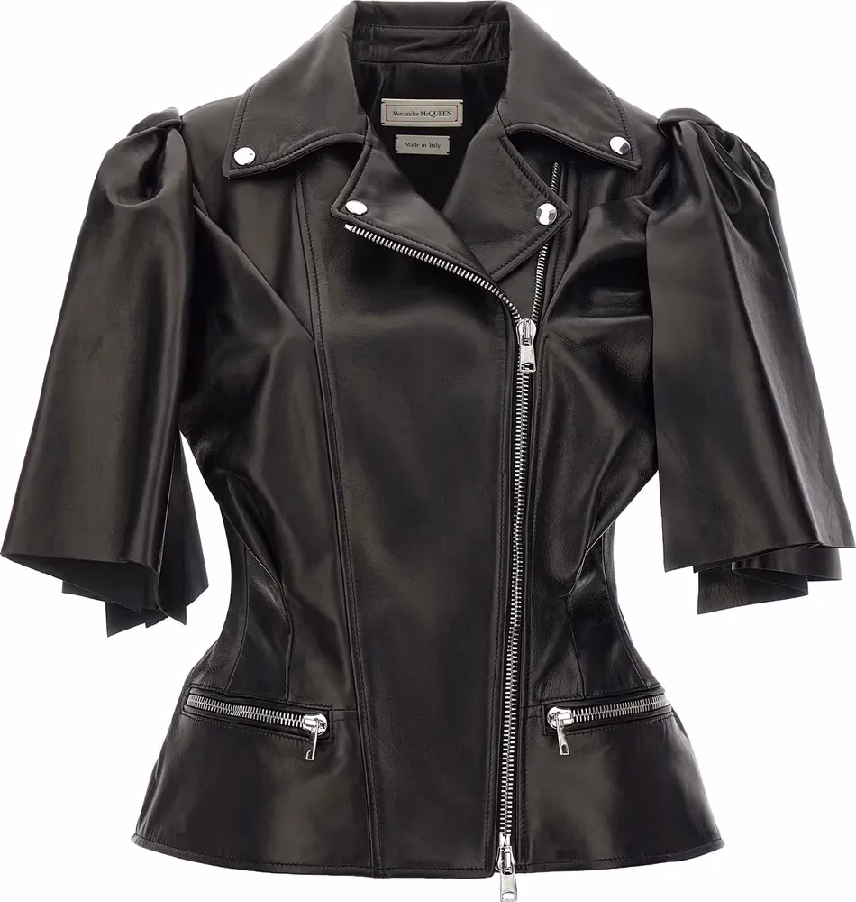 Alexander McQueen Black Lamb Leather Sleeveless Jacket