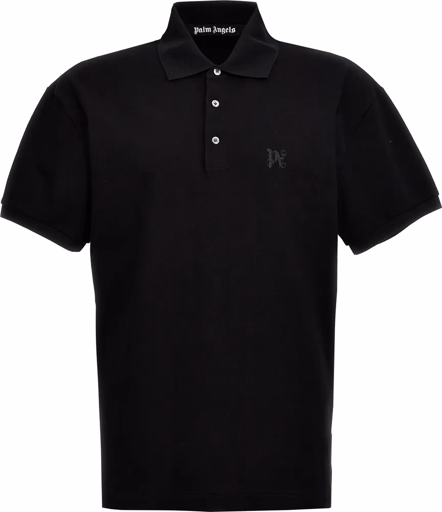 Palm Angels Black Polyester Polo Shirt
