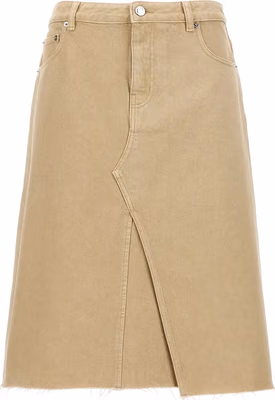 Beige Cotton Midi Skirt