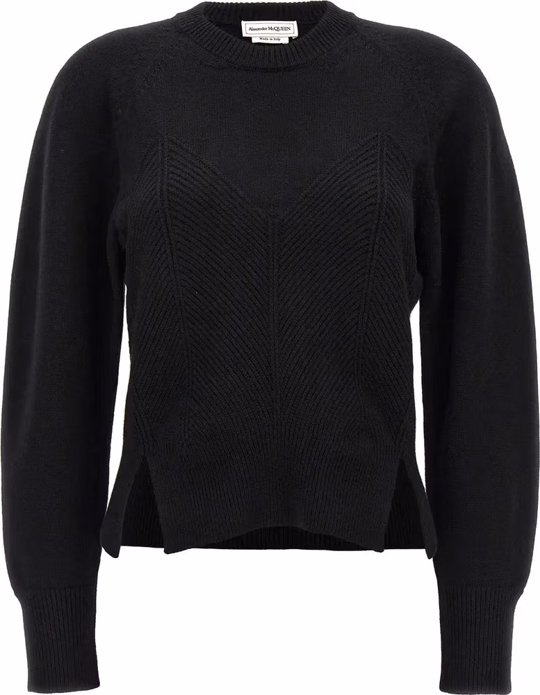 Alexander McQueen Black Wool Cardigan
