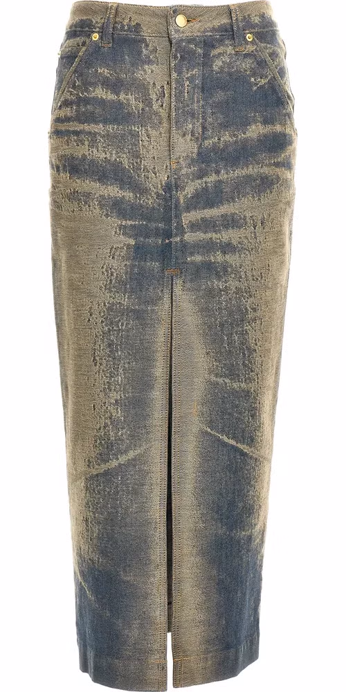Darkpark Blue Cotton Mini Skirt