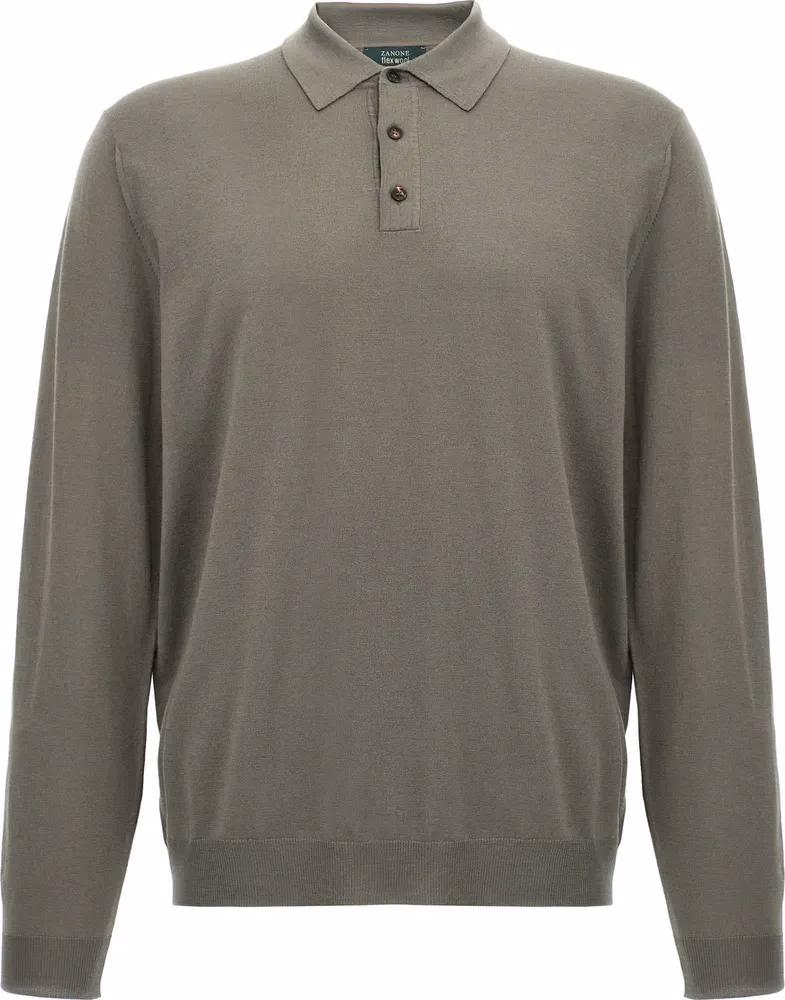 ZANONE Gray Virgin Wool Polo Shirt