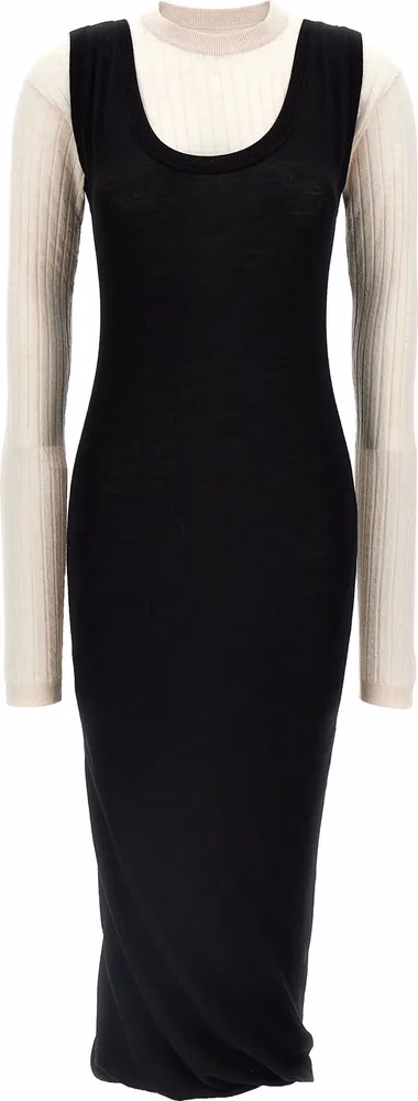 Marni Bicolor Wool Midi Dress