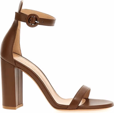 Brown Goatskin Stiletto Heel Sandals