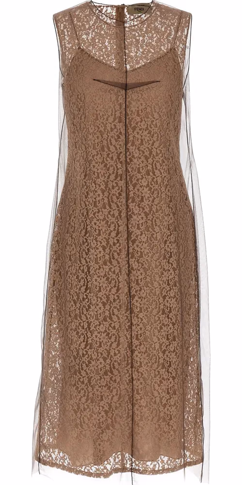 Fendi Beige Cotton Midi Dress