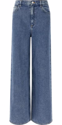 Blue Cotton High-Waisted Jean