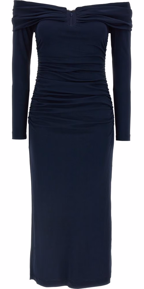 Carolina Herrera Blue Marabou Midi Dress
