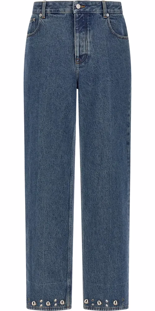 Valentino Garavani Blue Cotton Straight-Leg Jeans