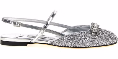 Silver Tencel Ballet Flats