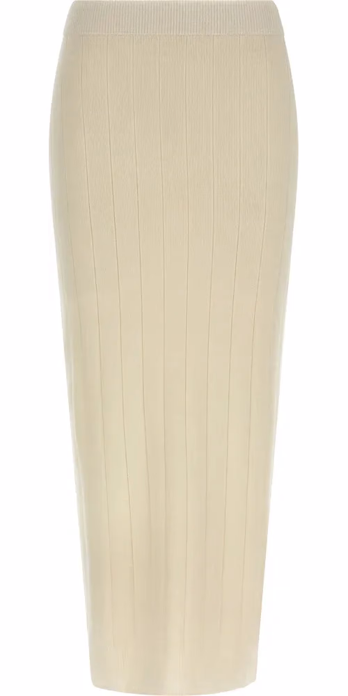 Max Mara White Cashmere Midi Skirt