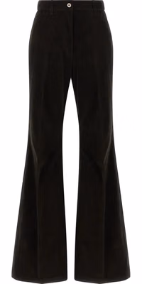 Brown Cotton Flared Pants