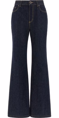 Blue Cotton Flared Jeans