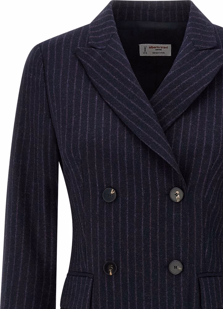 Alberto Biani Blue Virgin Wool Coat