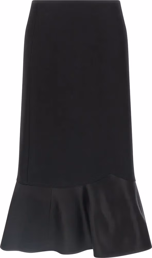 Fendi Black Virgin Wool Midi Skirt