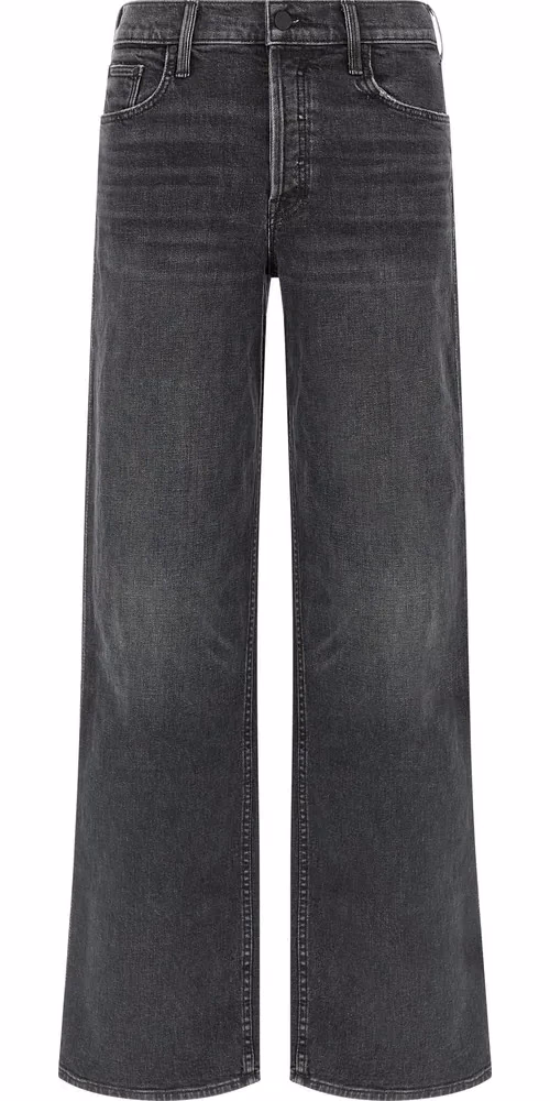 Mother Denim Black Cotton Straight-Leg Jeans