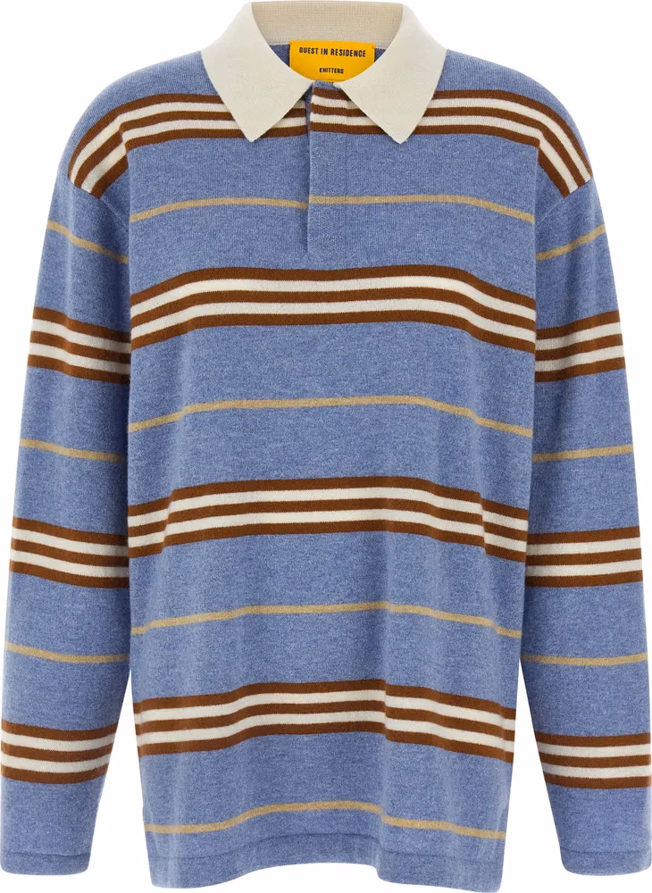 Guest in Residence Blue Cashmere Polo Shirt