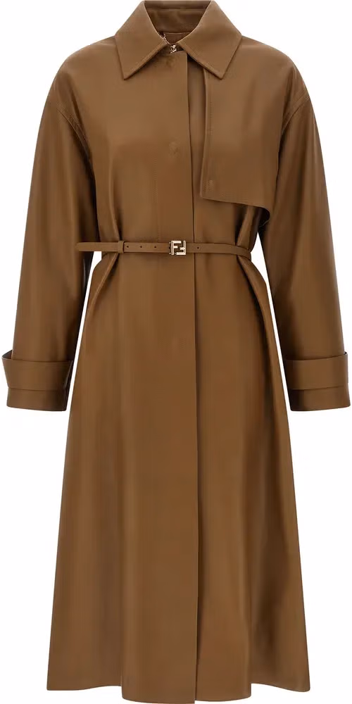 Fendi Brown Lamb Leather Coat