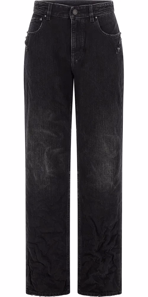 Balenciaga Black Cotton Straight-Leg Jeans