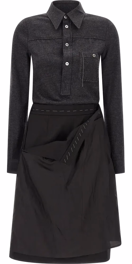 Maison Margiela Gray Virgin Wool Midi Dress