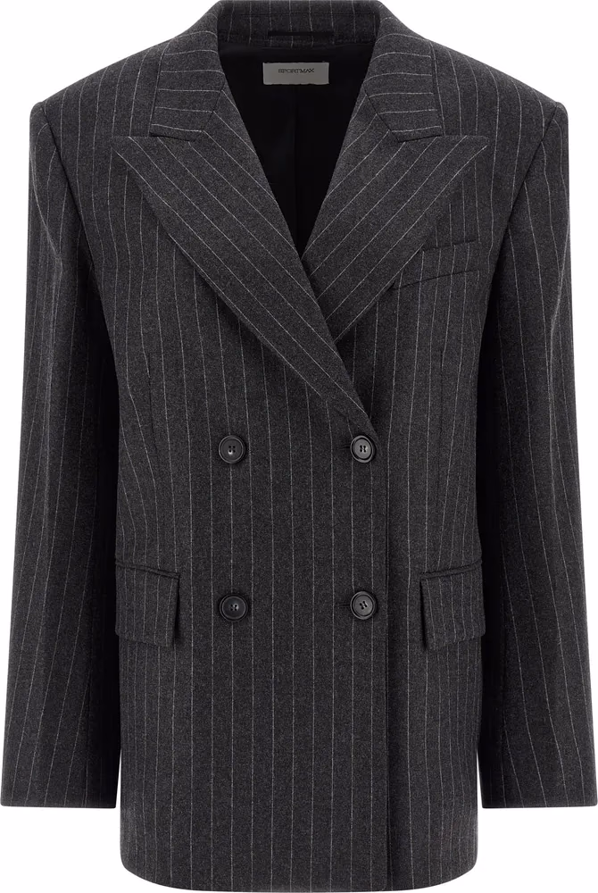 Sportmax Gray Virgin Wool Blazer