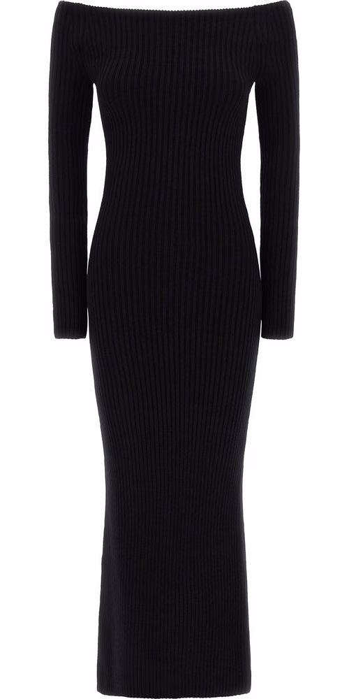 Max Mara Black Wool Long Dress